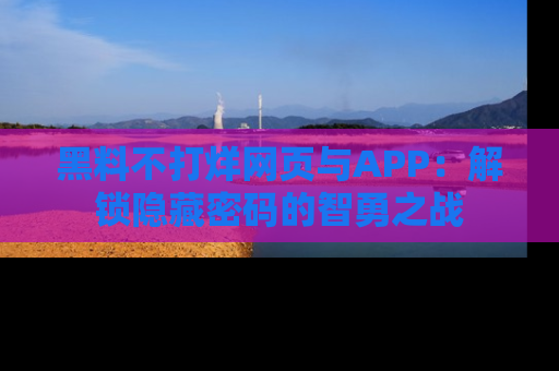 黑料不打烊网页与APP：解锁隐藏密码的智勇之战
