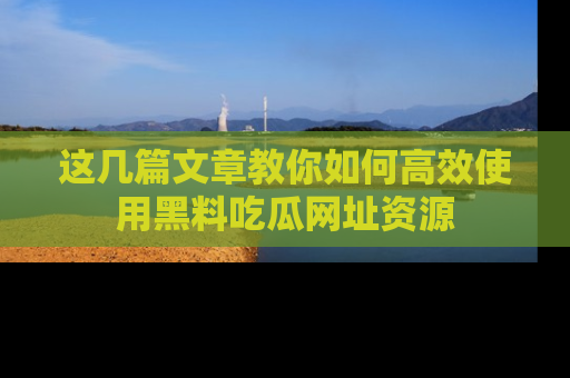 这几篇文章教你如何高效使用黑料吃瓜网址资源